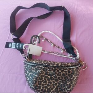 Nine West Leopard Print Crossbody Bag with Chain Accents